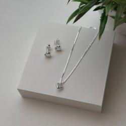 Conjunto Colar e Brincos Cristal em Prata 925